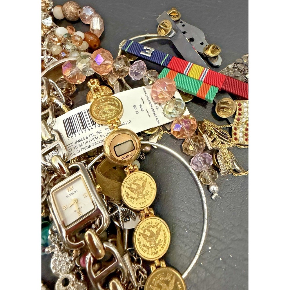 2.14 lbs Junk Jewelry Mixed Lot Vintage Modern Crafters Repair Broken Parts Bulk